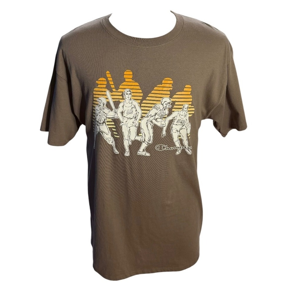 Champion Mens Soft  Graphic Tee Brown Multi Sport Athletes GT23H Large N